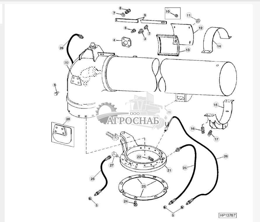 Шарнирное соединение горизонтального разгрузочного шнека 